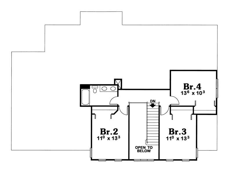 Floor Plan Second Story of Country Plan #120-1722