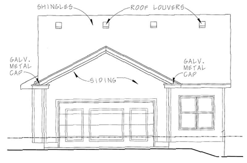 Home Plan Rear Elevation of this 2-Bedroom,1142 Sq Ft Plan -120-1790
