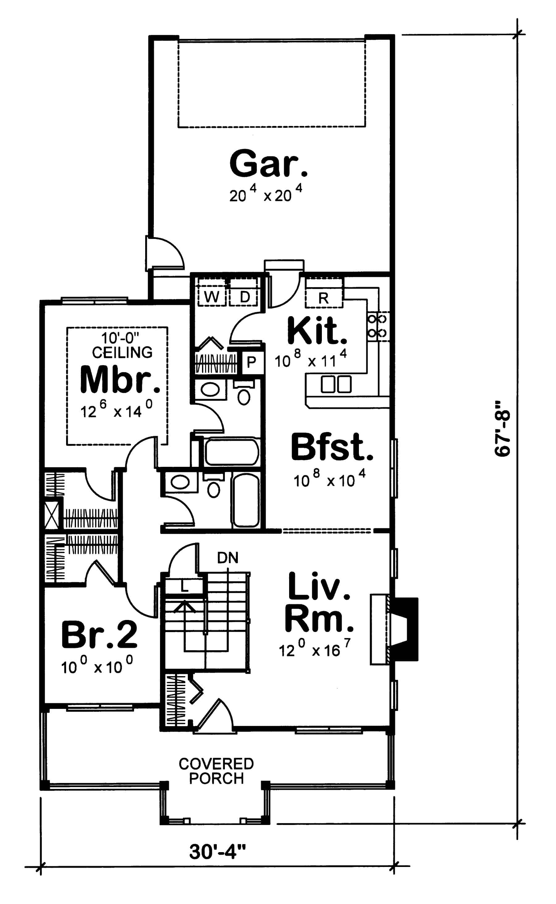 Main Level of Small House Plans #120-1790