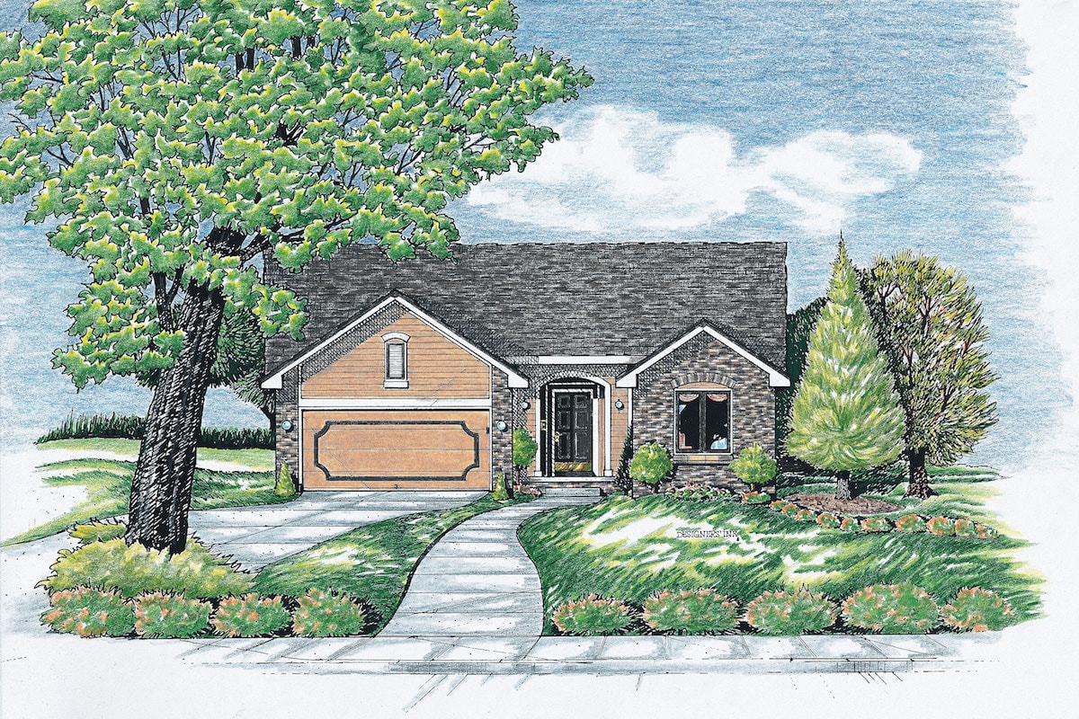 Front View of this 3-Bedroom, 1392 Sq Ft Plan - 120-1831