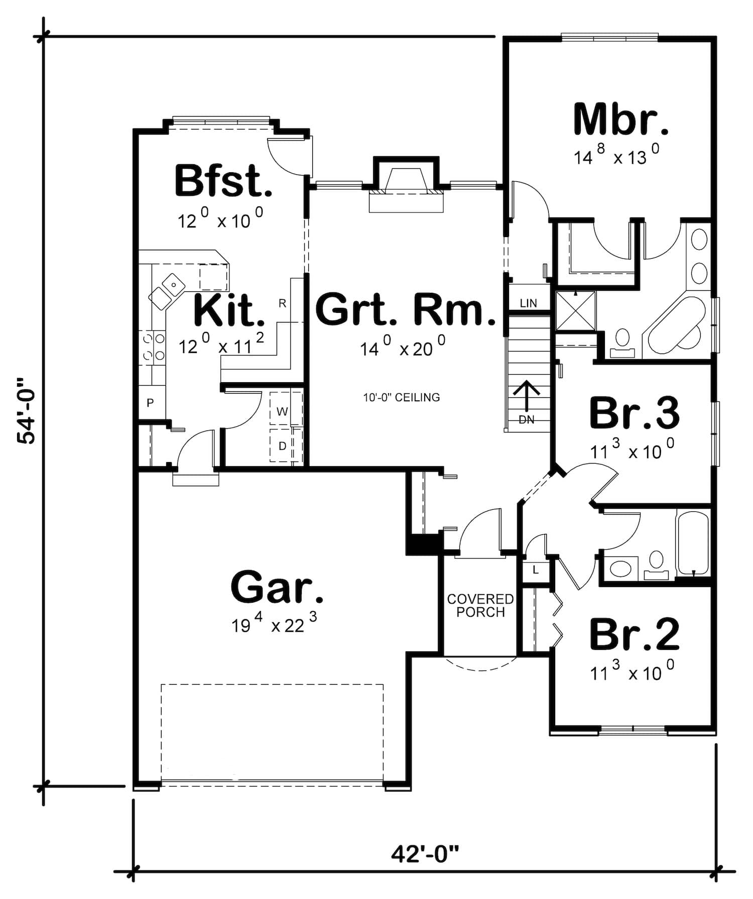 Floor Plan First Story of Ranch Plan #120-1831
