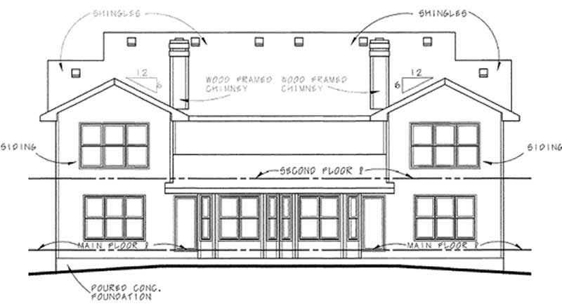Home Plan Rear Elevation of this 3-Bedroom,1818 Sq Ft Plan -120-1833