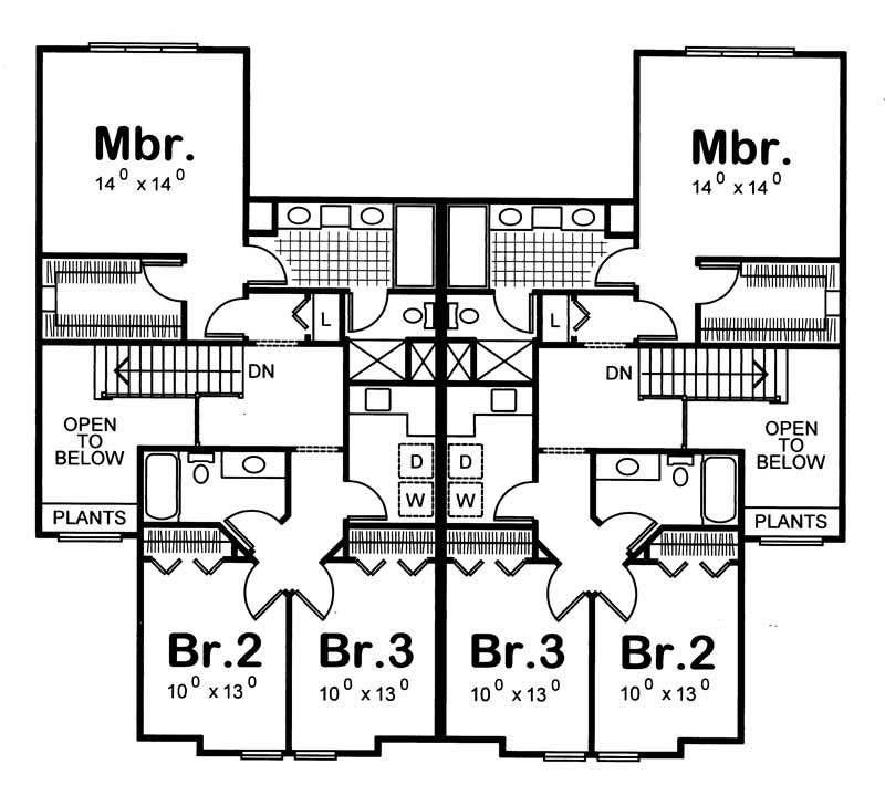 Floor Plan Second Story of Multi-Unit Plan #120-1833