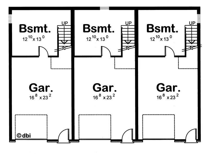 Floor Plan Basement of Multi-Unit Plan #120-1838