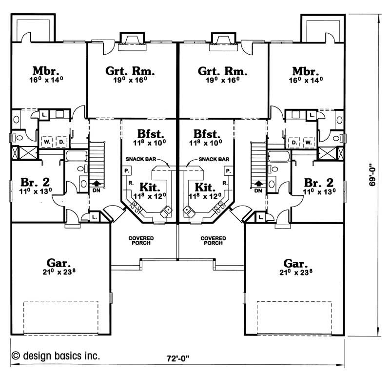 Floor Plan First Story of Country Plan #120-1891
