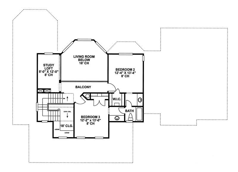Floor Plan Second Story of Country Plan #120-1899