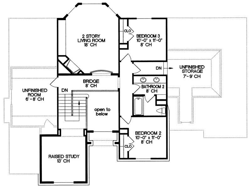 Floor Plan Second Story of French Plan #120-1906