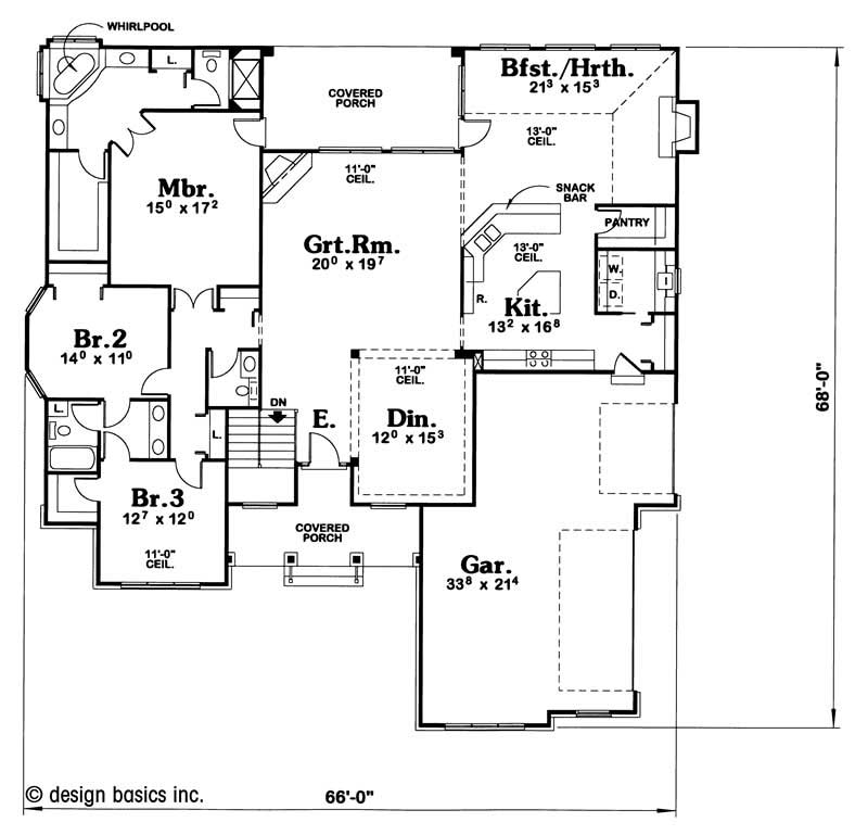 Floor Plan First Story of Country Plan #120-1917