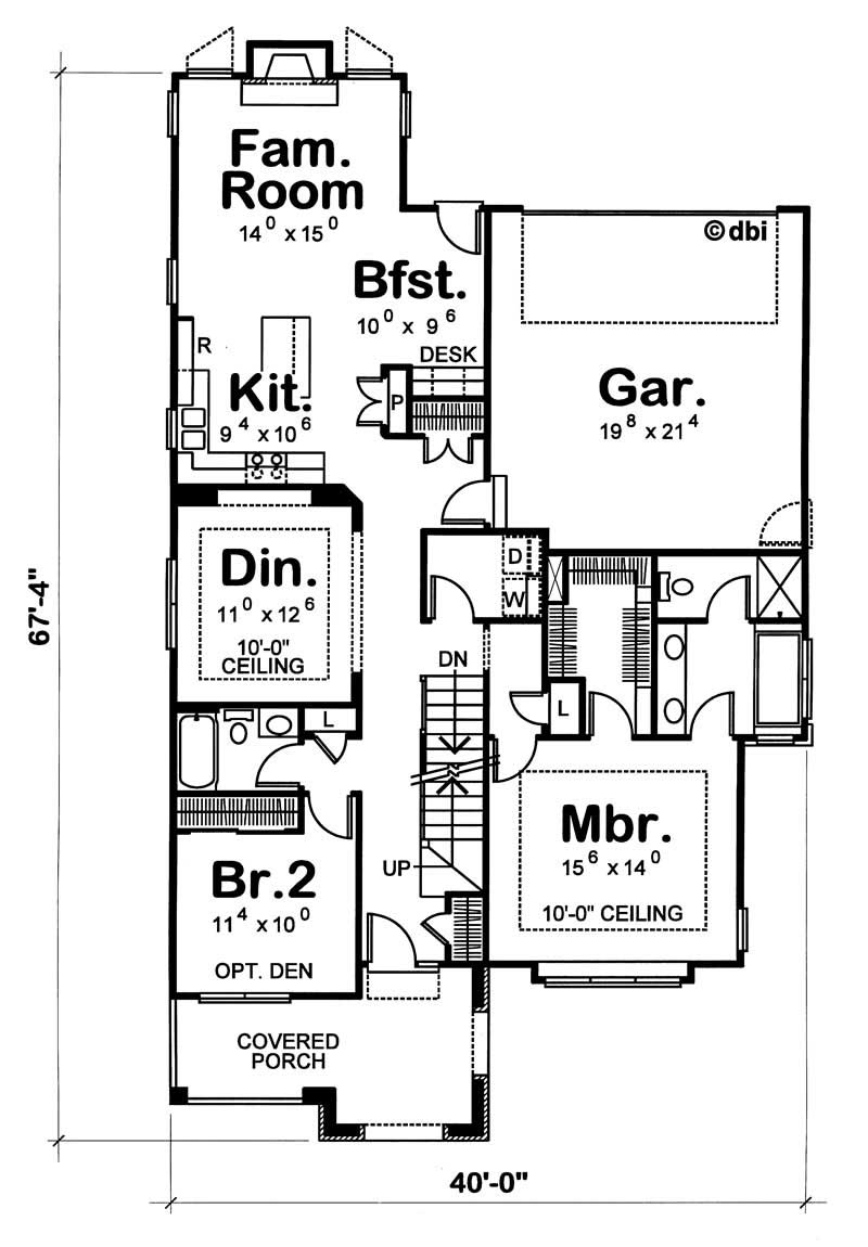 Floor Plan First Story of Country Plan #120-1929