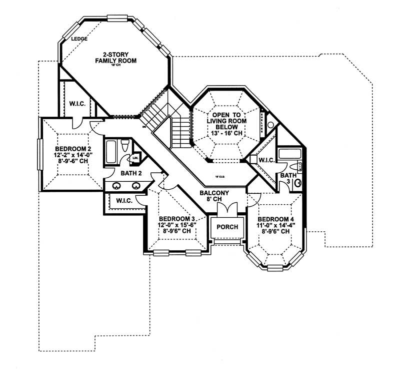 Floor Plan Second Story of French Plan #120-1942