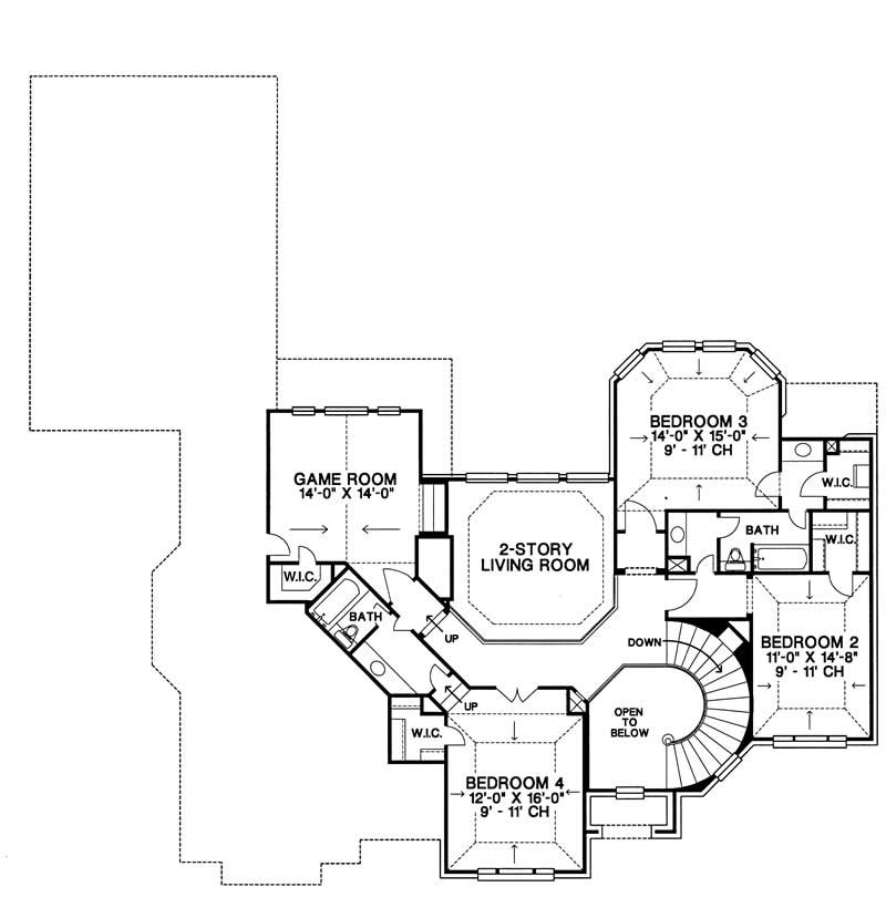 Floor Plan Second Story of European Plan #120-1943