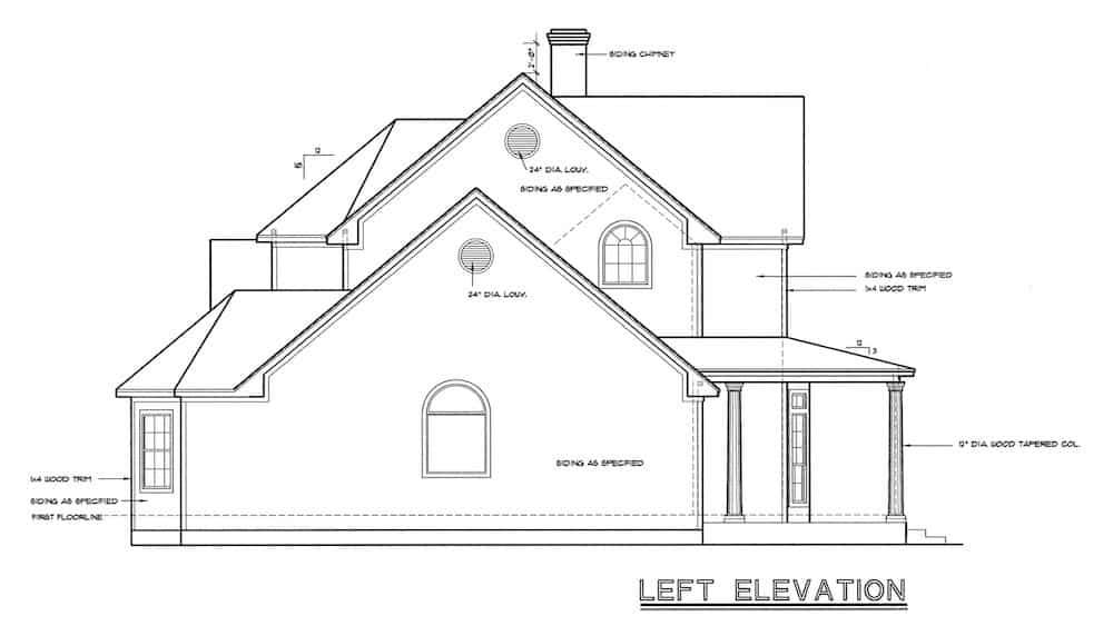 Home Plan Left Elevation of this 4-Bedroom,2715 Sq Ft Plan -120-1964