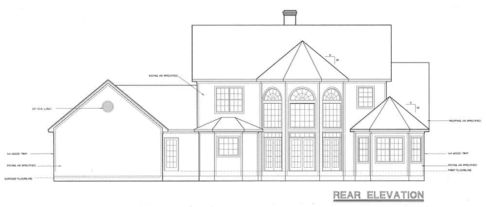 Home Plan Rear Elevation of this 4-Bedroom,2715 Sq Ft Plan -120-1964