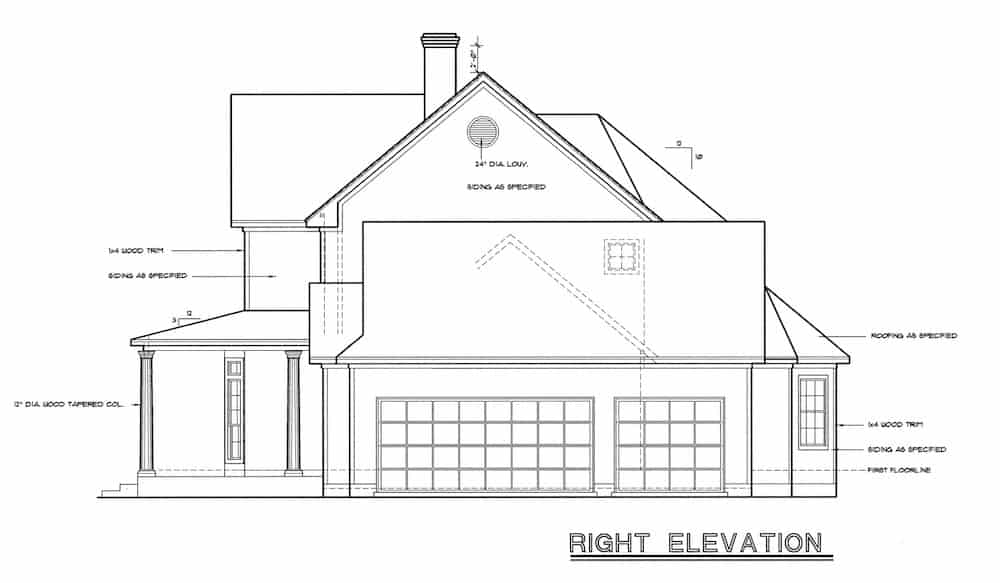 Home Plan Right Elevation of this 4-Bedroom,2715 Sq Ft Plan -120-1964