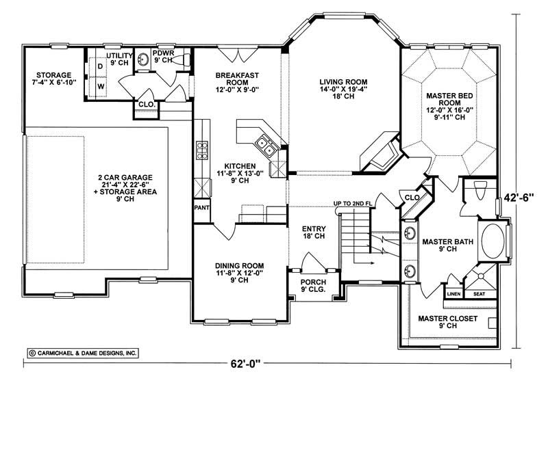 Floor Plan First Story of French Plan #120-1966