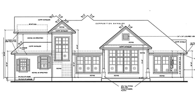 Home Plan Rear Elevation of this 3-Bedroom,1902 Sq Ft Plan -120-1974