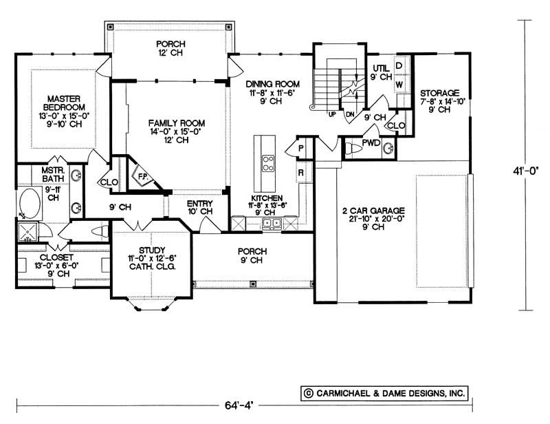 Floor Plan First Story of Country Plan #120-1974
