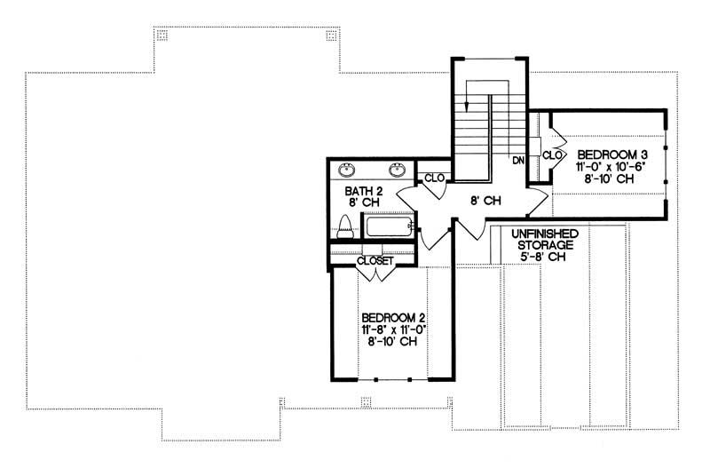 Floor Plan Second Story of Country Plan #120-1974