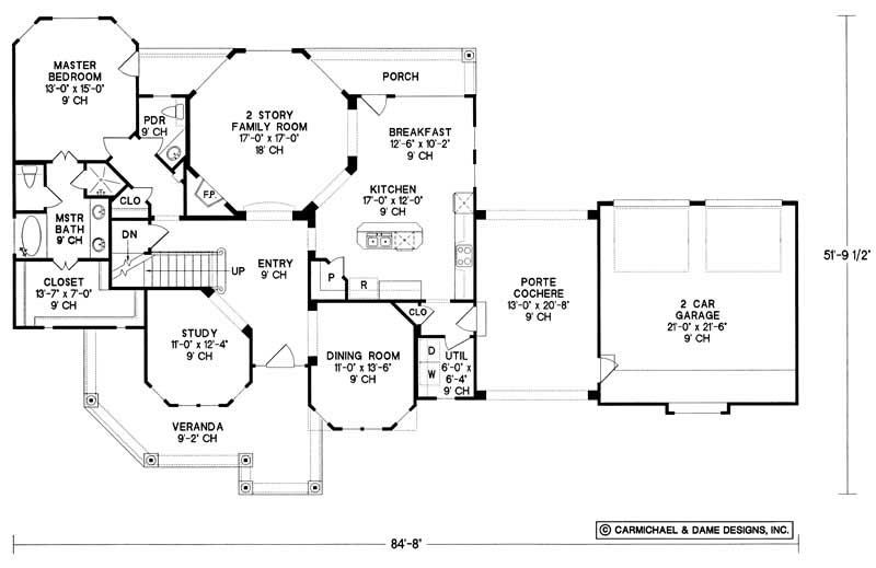 Floor Plan First Story of Country Plan #120-1976