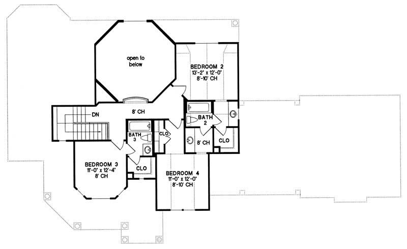 Floor Plan Second Story of Country Plan #120-1976