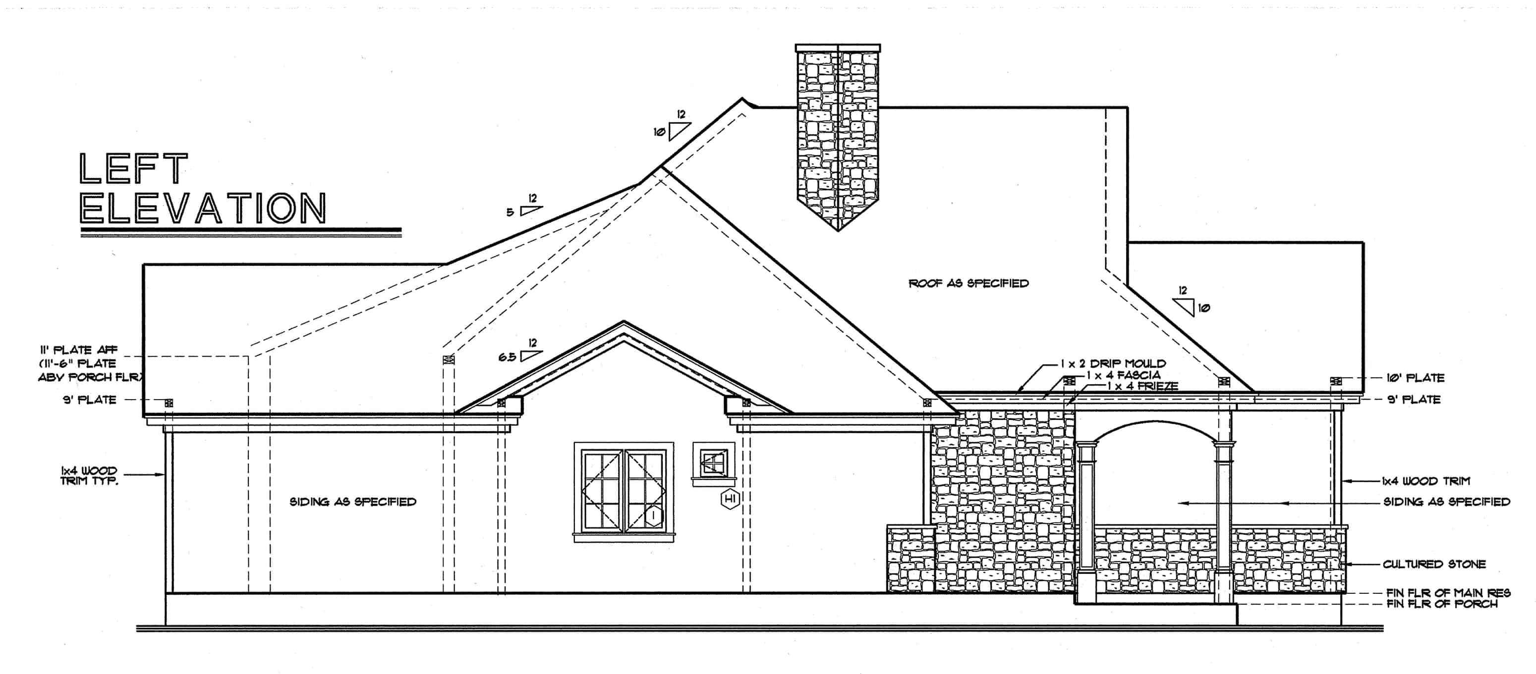 Home Plan Left Elevation of this 3-Bedroom,2203 Sq Ft Plan -120-1977