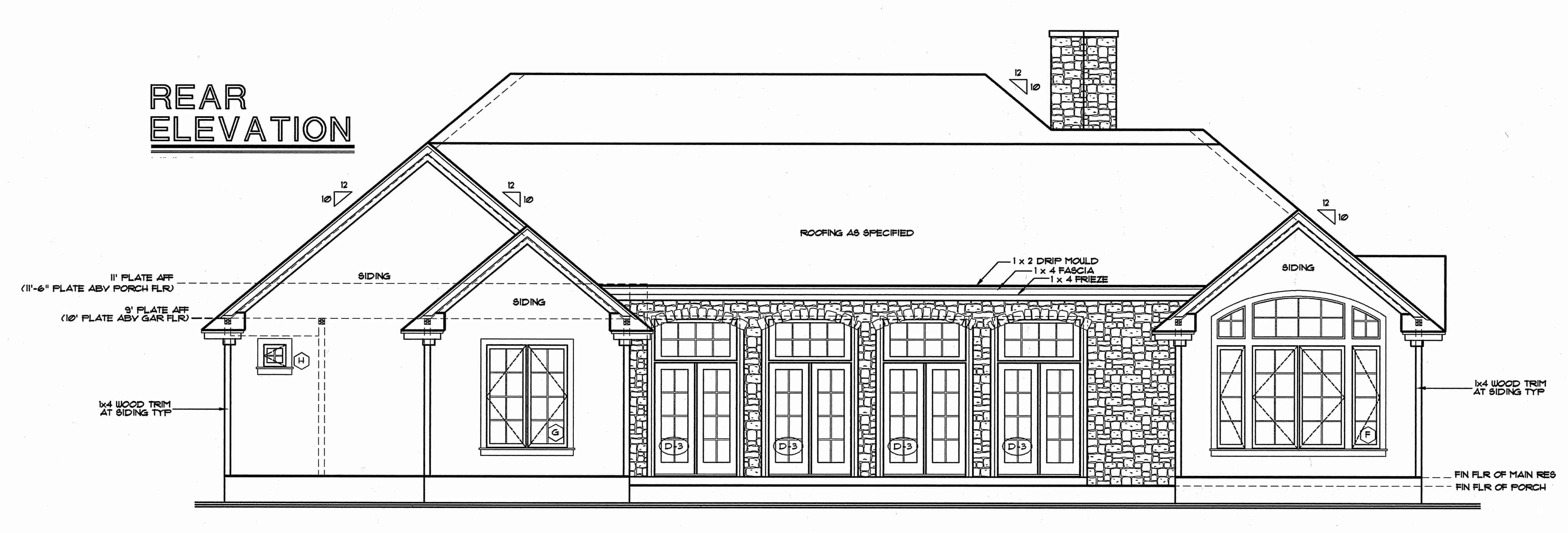 Home Plan Rear Elevation of this 3-Bedroom,2203 Sq Ft Plan -120-1977