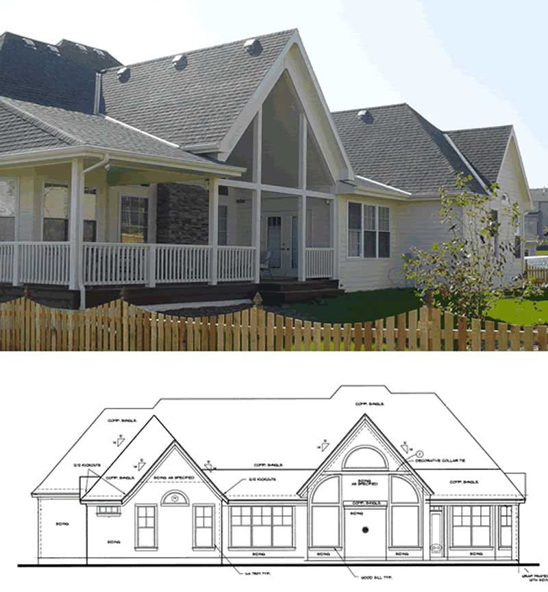 Home Plan Rear Elevation of this 4-Bedroom,2040 Sq Ft Plan -120-1981