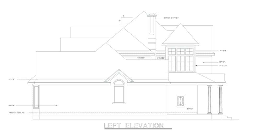 Home Plan Left Elevation of this 4-Bedroom,2639 Sq Ft Plan -120-1983