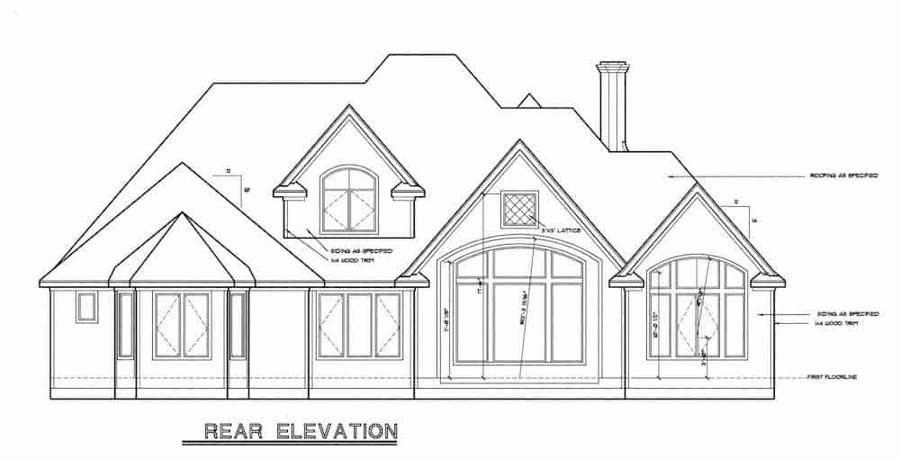 Home Plan Rear Elevation of this 4-Bedroom,2639 Sq Ft Plan -120-1983