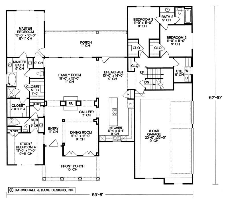 Floor Plan First Story of Ranch Plan #120-1984