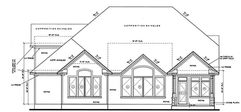 Home Plan Rear Elevation of this 4-Bedroom,2939 Sq Ft Plan -120-1987