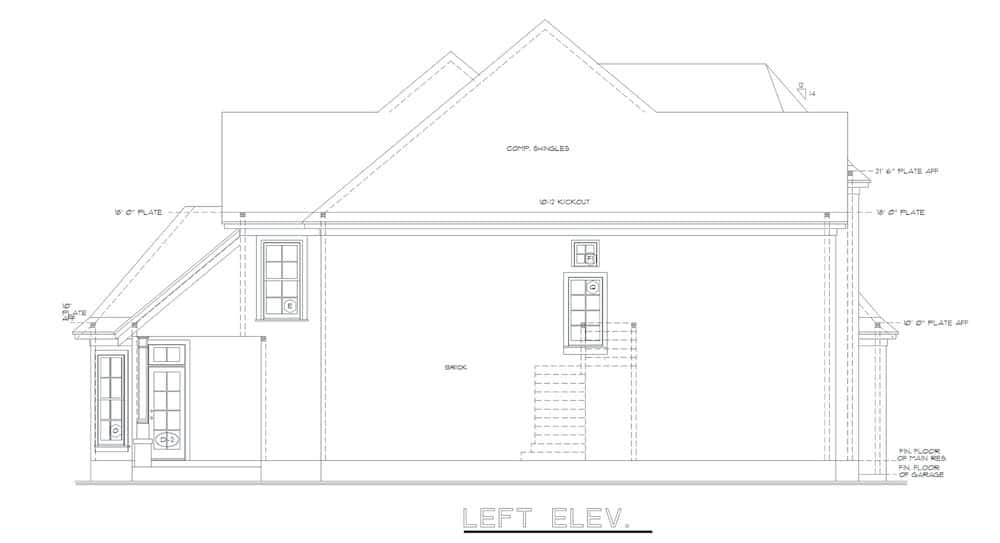 Home Plan Left Elevation of this 4-Bedroom,2777 Sq Ft Plan -120-2001