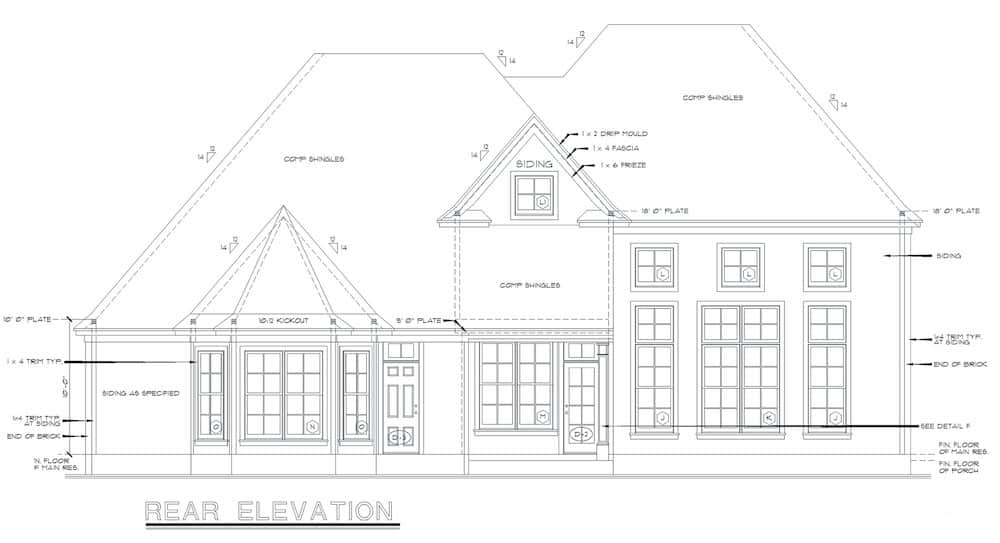 Home Plan Rear Elevation of this 4-Bedroom,2777 Sq Ft Plan -120-2001