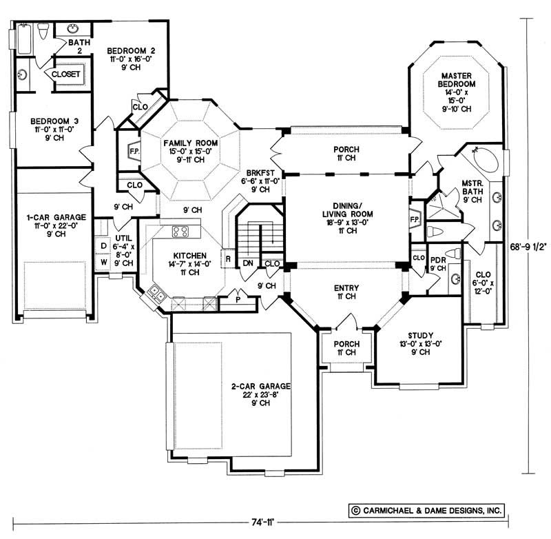 Floor Plan First Story of European Plan #120-2014
