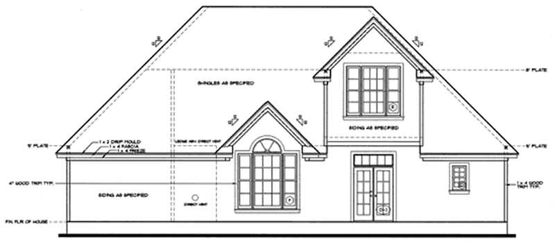 Home Plan Rear Elevation of this 3-Bedroom,1819 Sq Ft Plan -120-2021