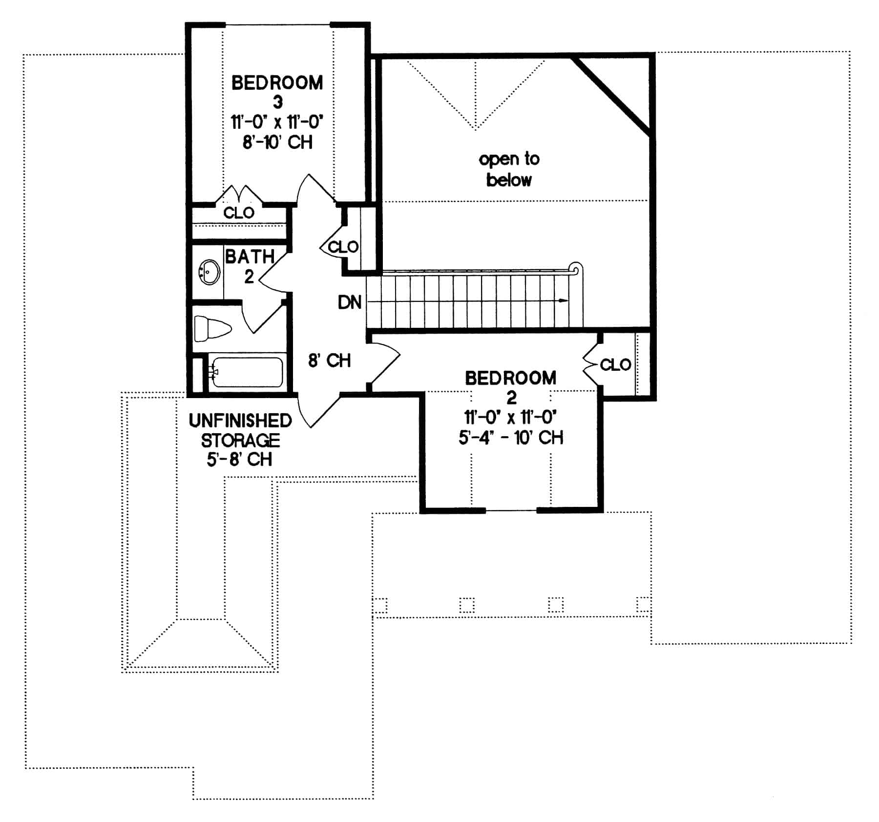 Floor Plan Second Story of Country Plan #120-2021