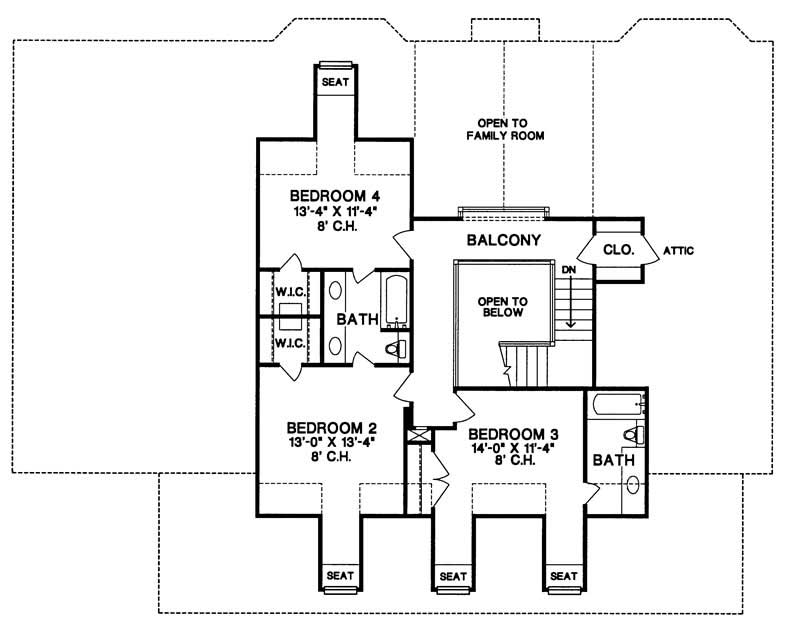 Floor Plan Second Story of Country Plan #120-2041