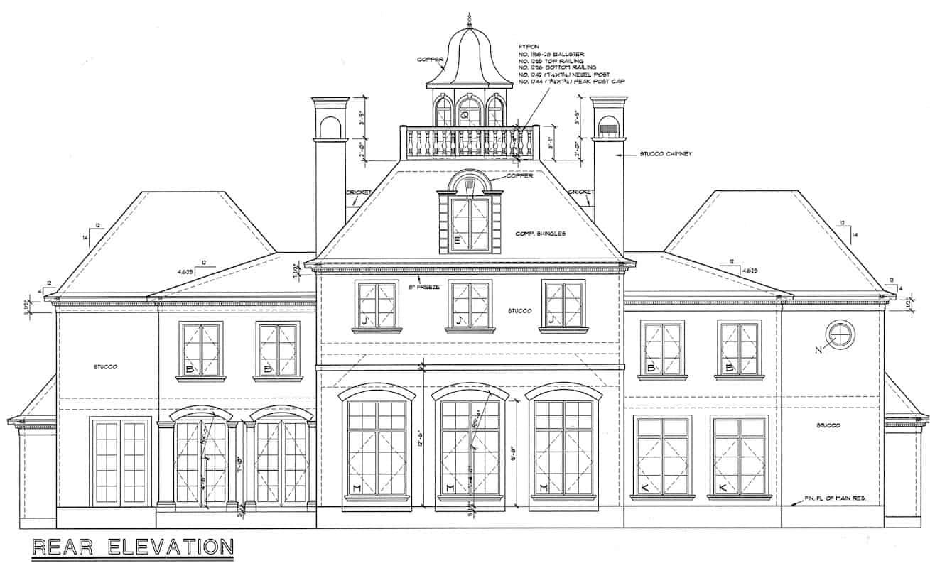 Home Plan Rear Elevation of this 4-Bedroom,3335 Sq Ft Plan -120-2042