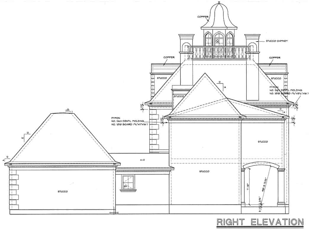 Home Plan Right Elevation of this 4-Bedroom,3335 Sq Ft Plan -120-2042