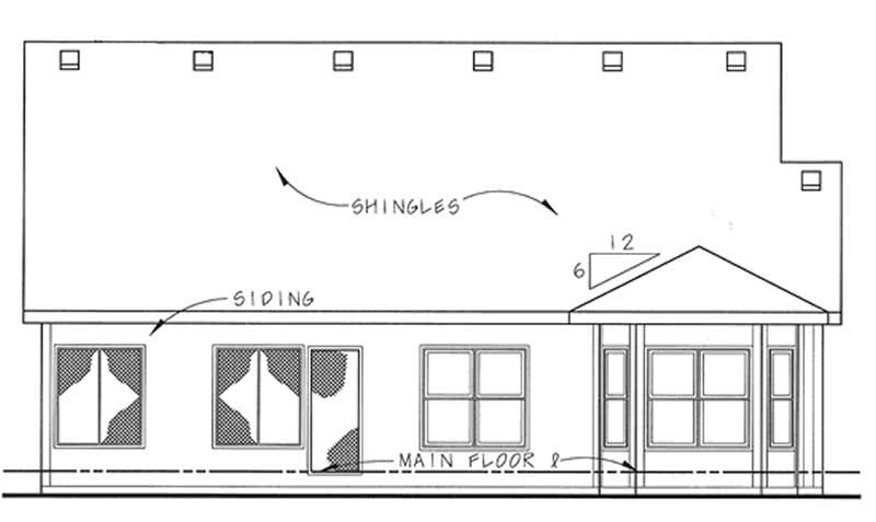 Home Plan Rear Elevation of this 2-Bedroom,1463 Sq Ft Plan -120-2044