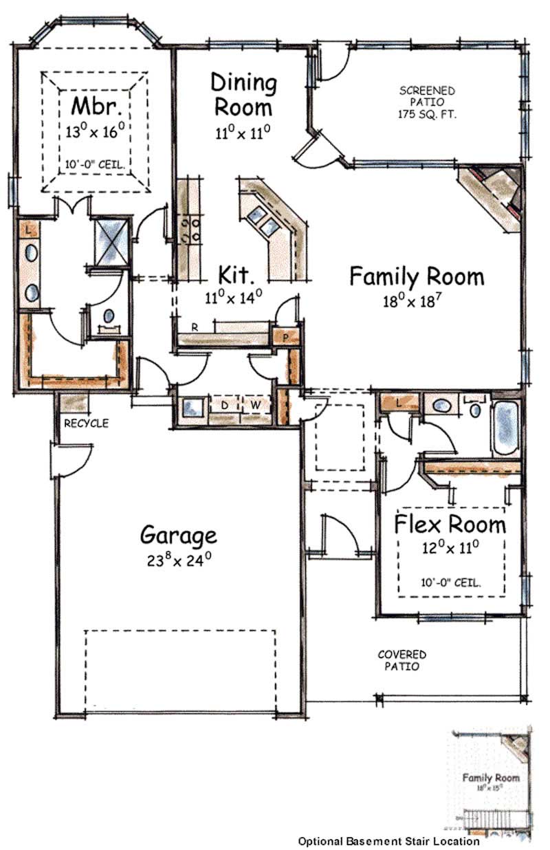 Floor Plan First Story of Cape Cod Plan #120-2044