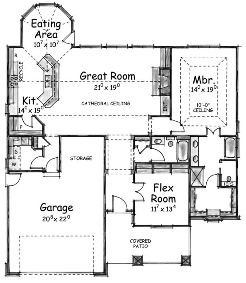 Floor Plan First Story of Cape Cod Plan #120-2046