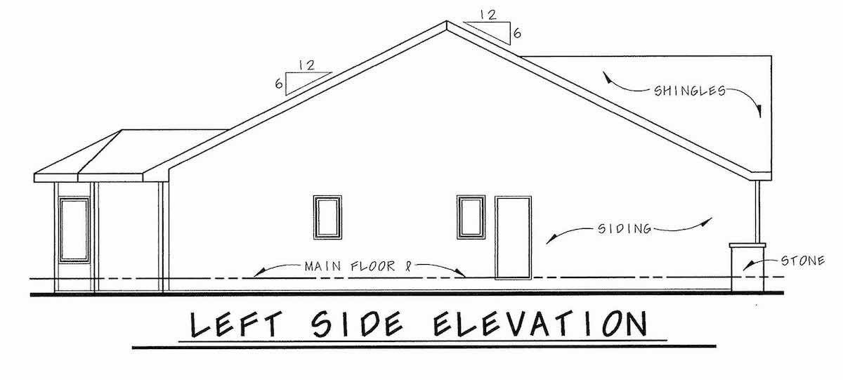Home Plan Left Elevation of this 2-Bedroom,1692 Sq Ft Plan -120-2046