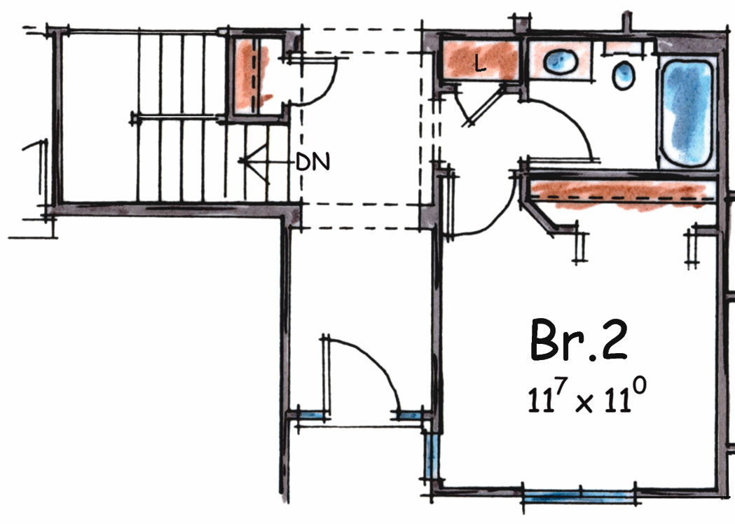 Floor Plan First Story of Cape Cod Plan #120-2046