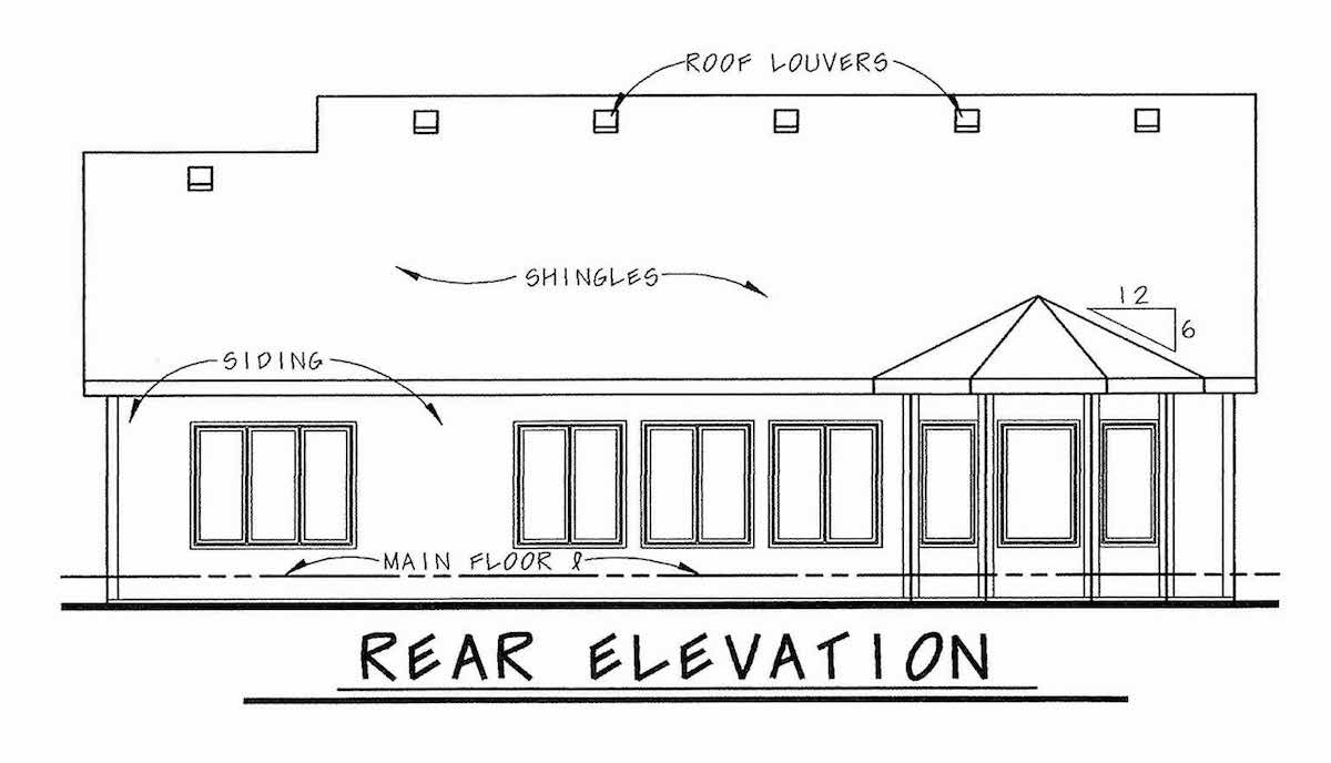 Home Plan Rear Elevation of this 2-Bedroom,1692 Sq Ft Plan -120-2046