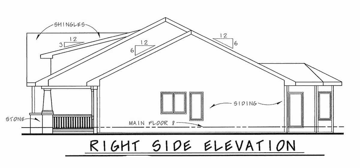 Home Plan Right Elevation of this 2-Bedroom,1692 Sq Ft Plan -120-2046