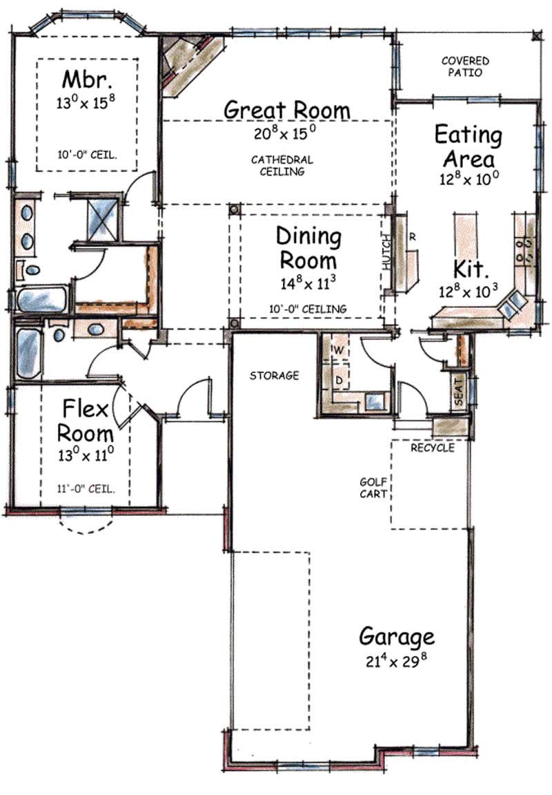 Floor Plan First Story of Country Plan #120-2047