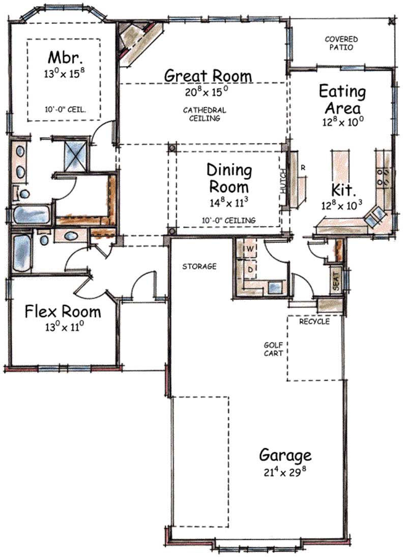 Floor Plan First Story of Craftsman Plan #120-2048