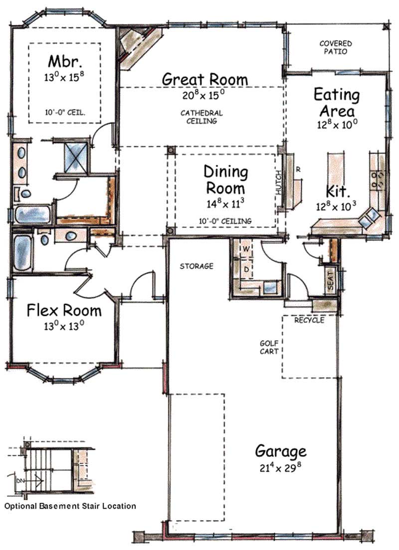 Floor Plan First Story of Ranch Plan #120-2049