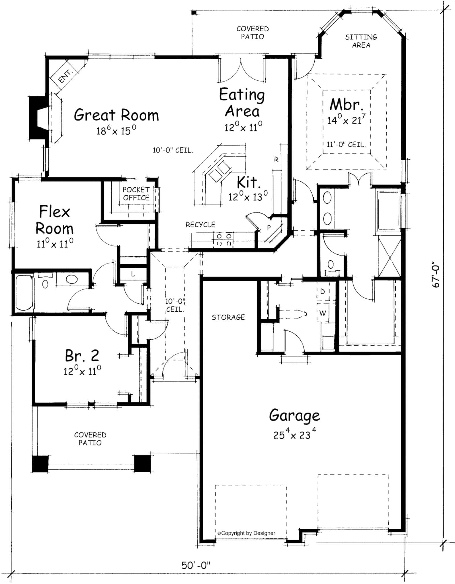 Floor Plan First Story of Cape Cod Plan #120-2050